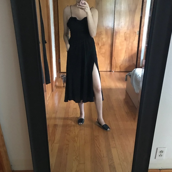 Reformation Dresses & Skirts - Reformation Romper Tie Strap Black Midi Dress - 0